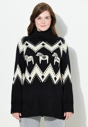 Ulla Popken FAIR ISLE TURTLENECK - Strickpullover - black