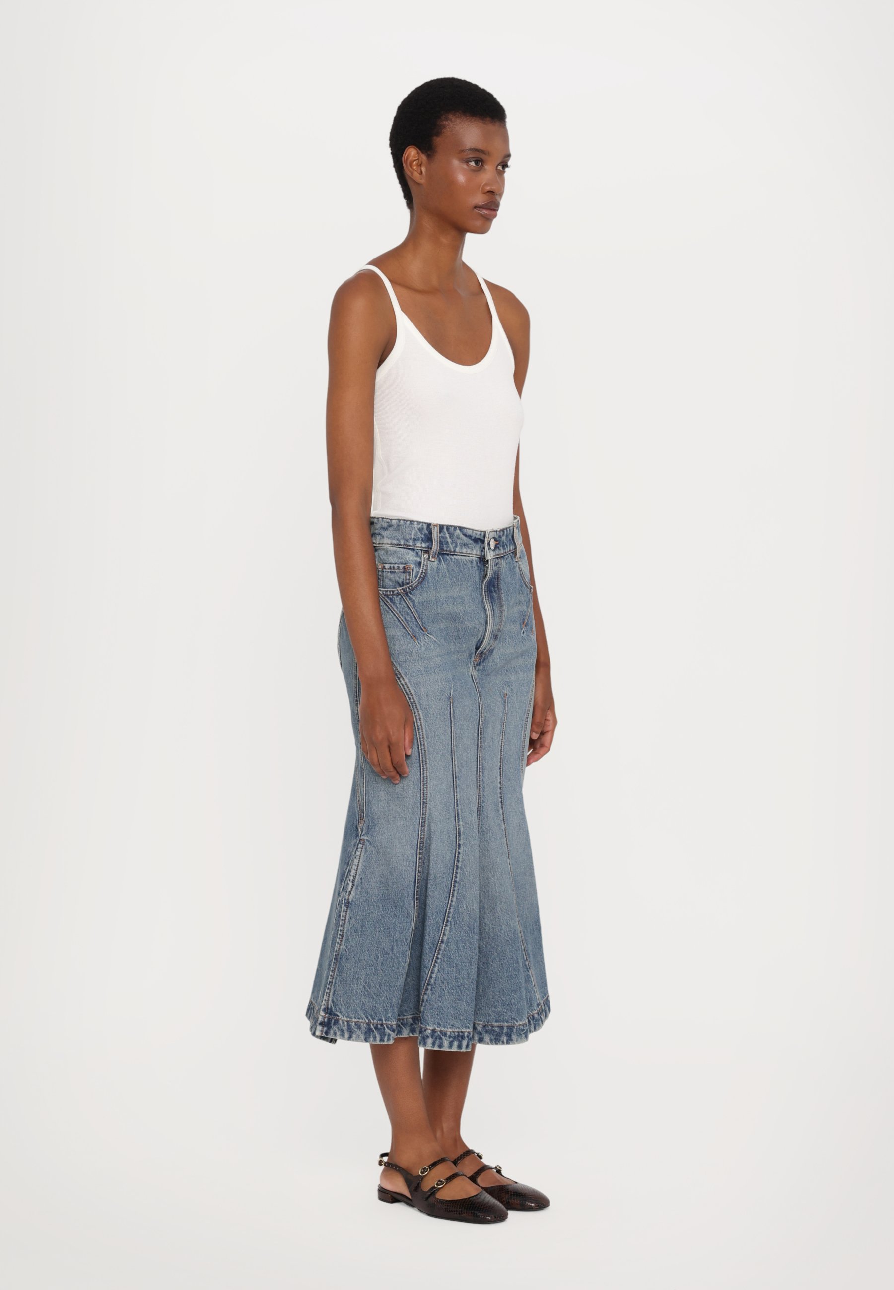 【送料&関税込】SportMax Casa Flared Denim Midi Skirt Sportmax CASA - Denim skirt - blue azure/blue - Zalando.co.uk