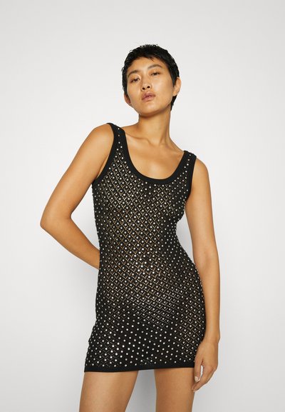 David Koma CRYSTAL MINI DRESS - Φόρεμα-πουλόβερ - black/silver