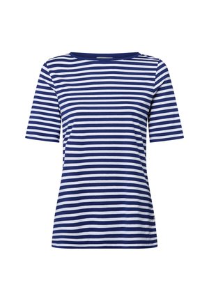 Print T-shirt - marine weiß