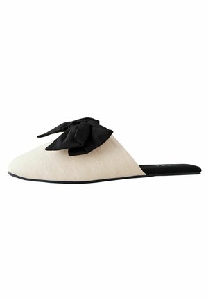 REGULAR FIT - LINEN BLEND BOW MULE SLIPPERS  . - Domácí obuv - neutral black