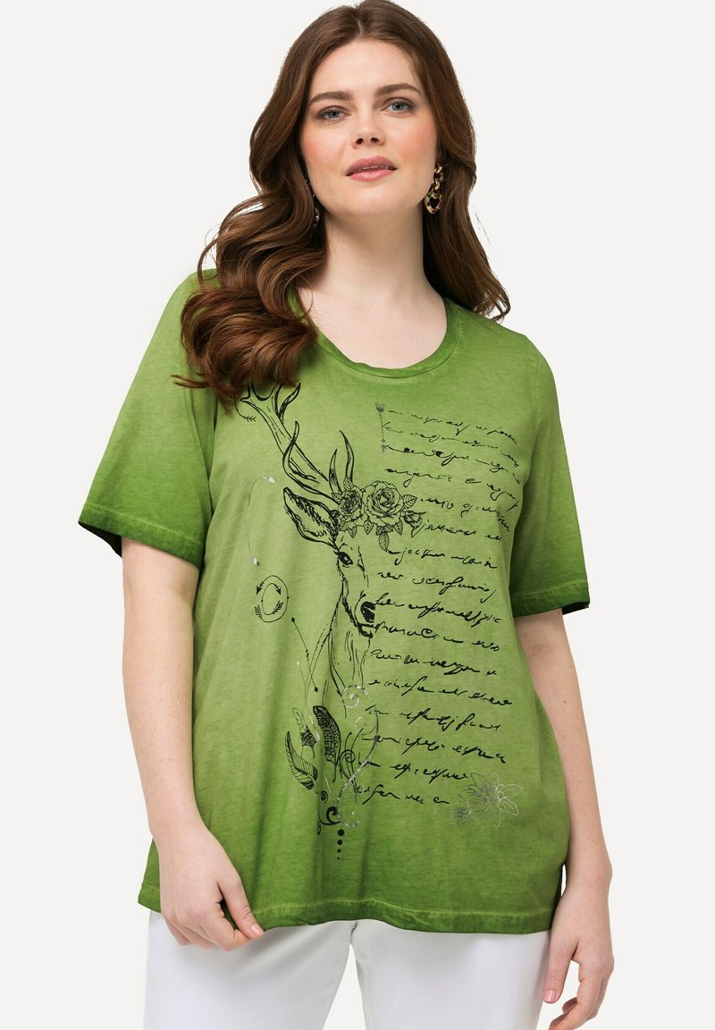Ulla Popken SCRIPT LETTERING - T-shirts print - oliv