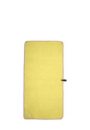 Strandtuch - gelb violetter rand