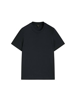 T-shirt in cotone nero con scollatura rotonda e maniche corte. Caratterizzato da una vestibilità classica e una texture morbida, senza motivi o dettagli visibili.
