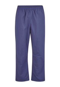 Lila, leichte Stoffhosen mit einem elastischen Bund, geradem Schnitt und glatter Textur. Keine Taschen oder auffälligen Hardware-Elemente.
