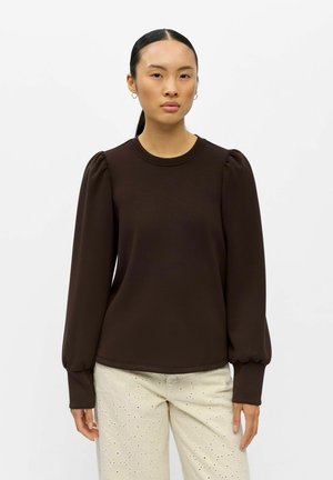 Object OBERTEIL LANGÄRMELIGES - Sweatshirt - seal brown