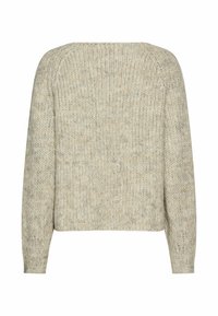 Lichtgrijze gebreide trui met een boxy vorm, lange mouwen en een textiel met een zachte, comfortabele uitstraling.