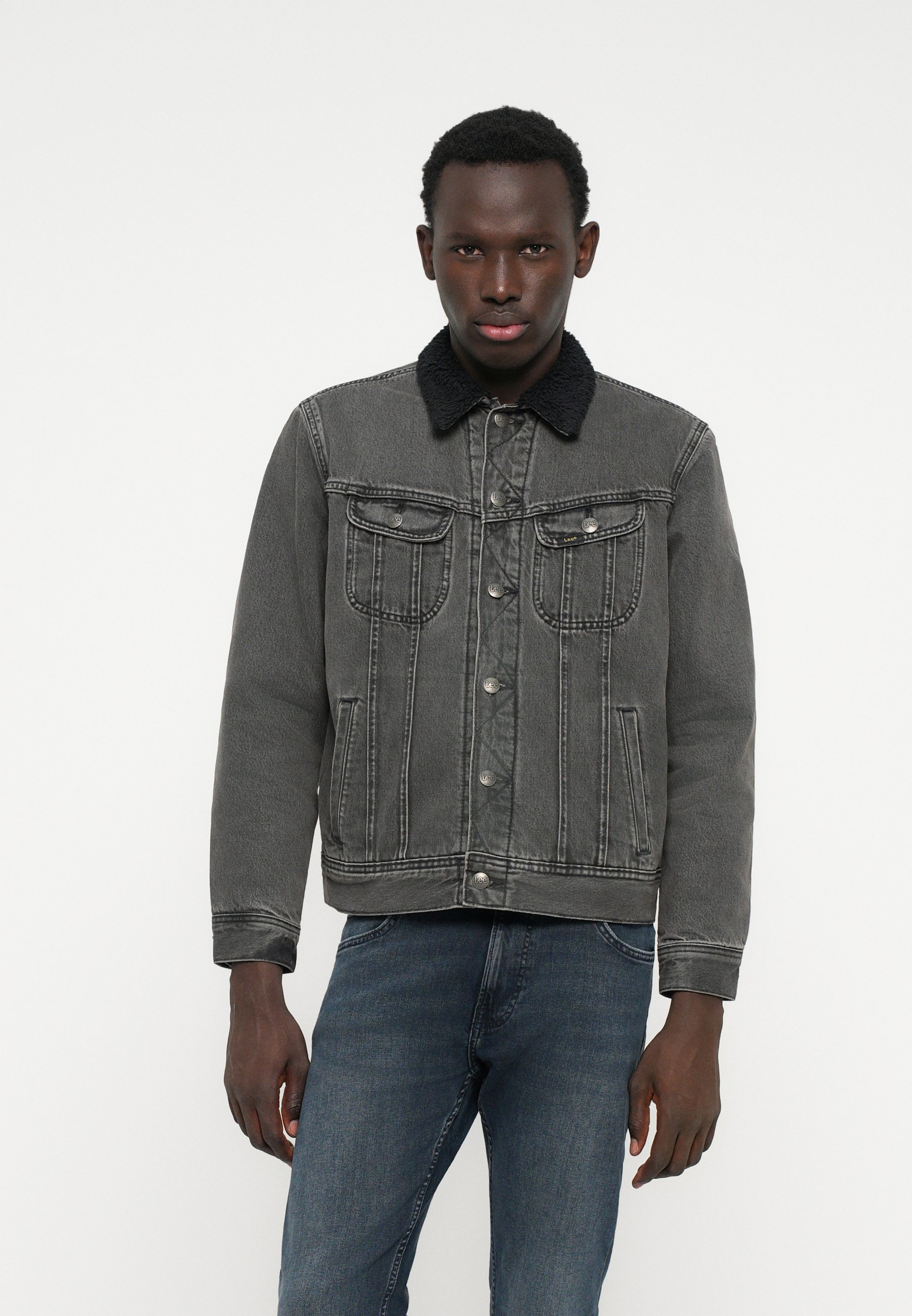 Lee SHERPA JACKET - Denim jacket - deep obsidian/black denim
