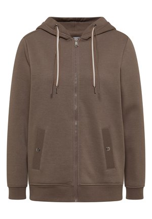 Cecil, SWEATJACKE MIT ANGERAUTER OBERFLÄCHE - Sweat zippé - cocoa taupe