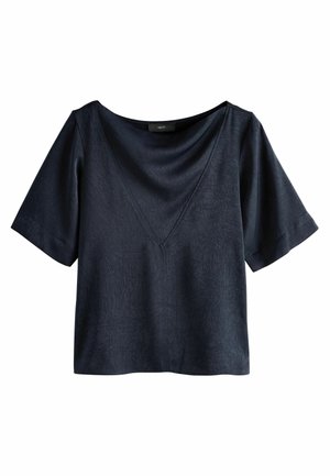 Next REGULAR FIT - CRINKLE COWL NECK  - Camiseta estampada - navy
