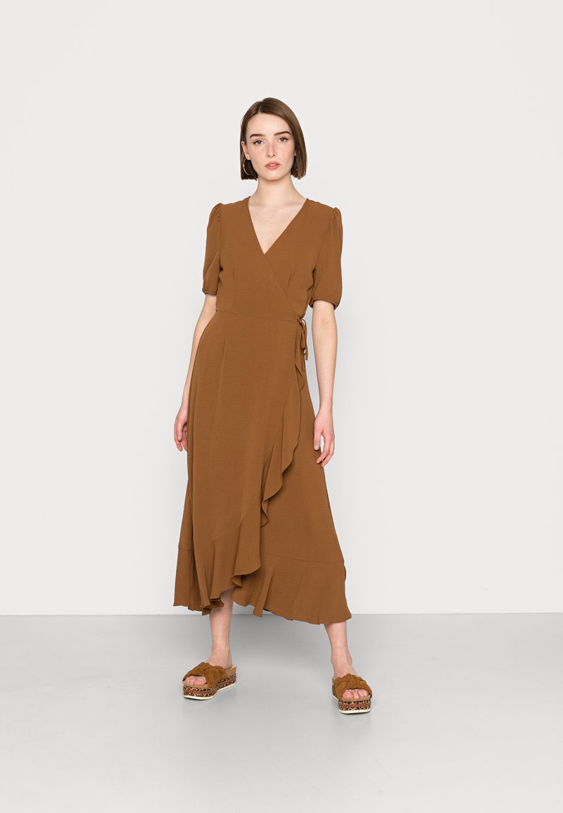 ONLY METTE WRAP MIDI - Vestido de dia - toffee