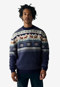 Striktrøje - brown navy blue