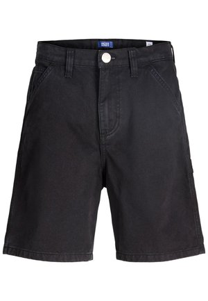 Shorts en denim noir avec une coupe classique, cinq poches, fermeture frontale par bouton et détails de coutures discrètes. Pas de motifs ou ornements visibles.