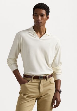 CUSTOM SLIM SOFT COTTON POLO SHIRT - T-shirt à manches longues - pale cream
