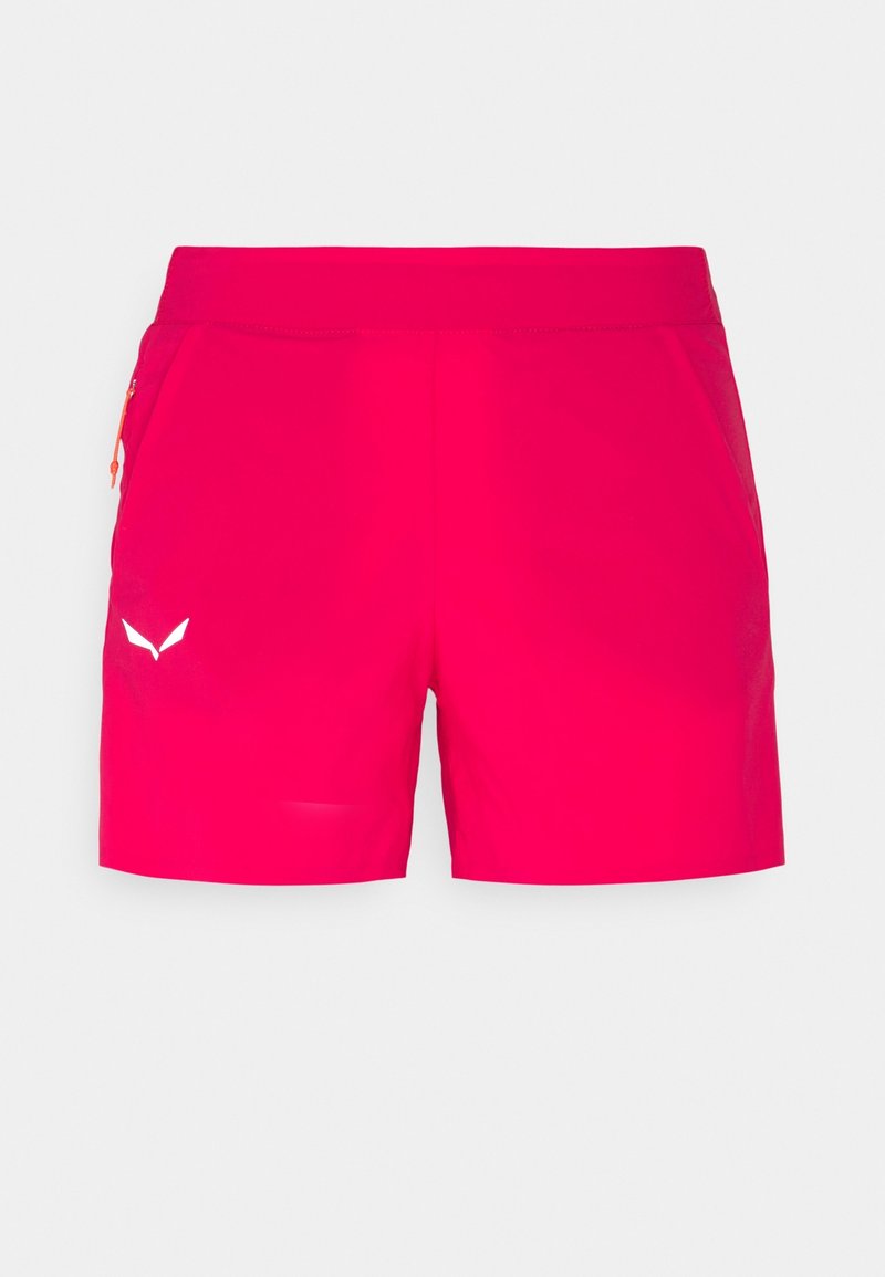 Korta sportiga shorts i stark rosa, tillverkade av lättviktsmaterial. Har dragkedjefickor och reflektande detaljer på framsidan.