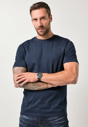 HALF SLEEVE CHEST EMBROIDERY - Camiseta estampada - navy blue