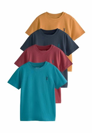 4 PACK STAG EMBROIDERED SHORT SLEEVE - Tricou basic - berry navy teal ochre