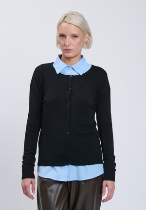 INFLUENCER, INFLUENCER CARDIGAN CREW-NECK BASIC CARDIGAN - Strickjacke - black