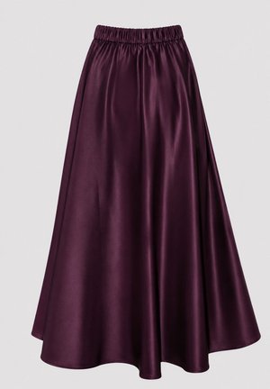 Touché Privé, RUFFLED SATIN SKIRT - Jupe longue - plum