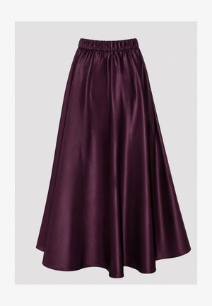 Touché Privé, RUFFLED SATIN SKIRT - Jupe longue - plum