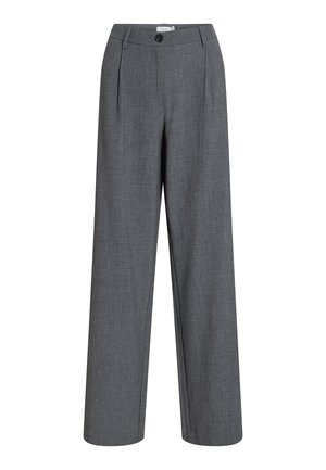 VILA, VIKARI WIDE PANT - Pantalones - dark grey melange