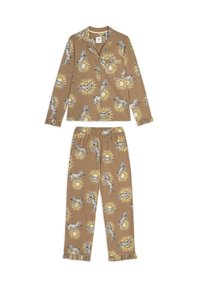 Chelsea Peers FRILL ZEBRA PRINT LONG SET - Pyjama - brown
