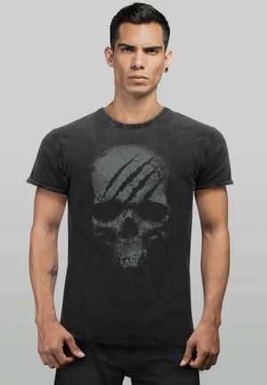 VINTAGE TOTENKOPF TOTENSCHÄDEL SKELETT AUFDRUCK FASHION STREETSTYLE - T-Shirt print - schwarz