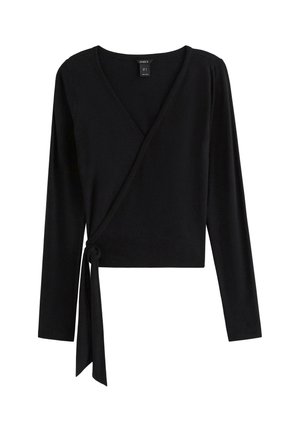 Lindex, LINDEX LONG-SLEEVED WRAP TOP LINDEX - Langærmet T-shirt - black