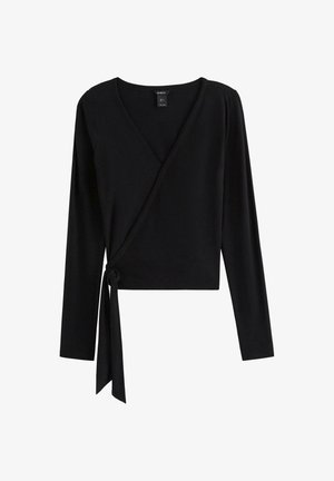Lindex, LINDEX LONG-SLEEVED WRAP TOP LINDEX - Maglietta a manica lunga - black