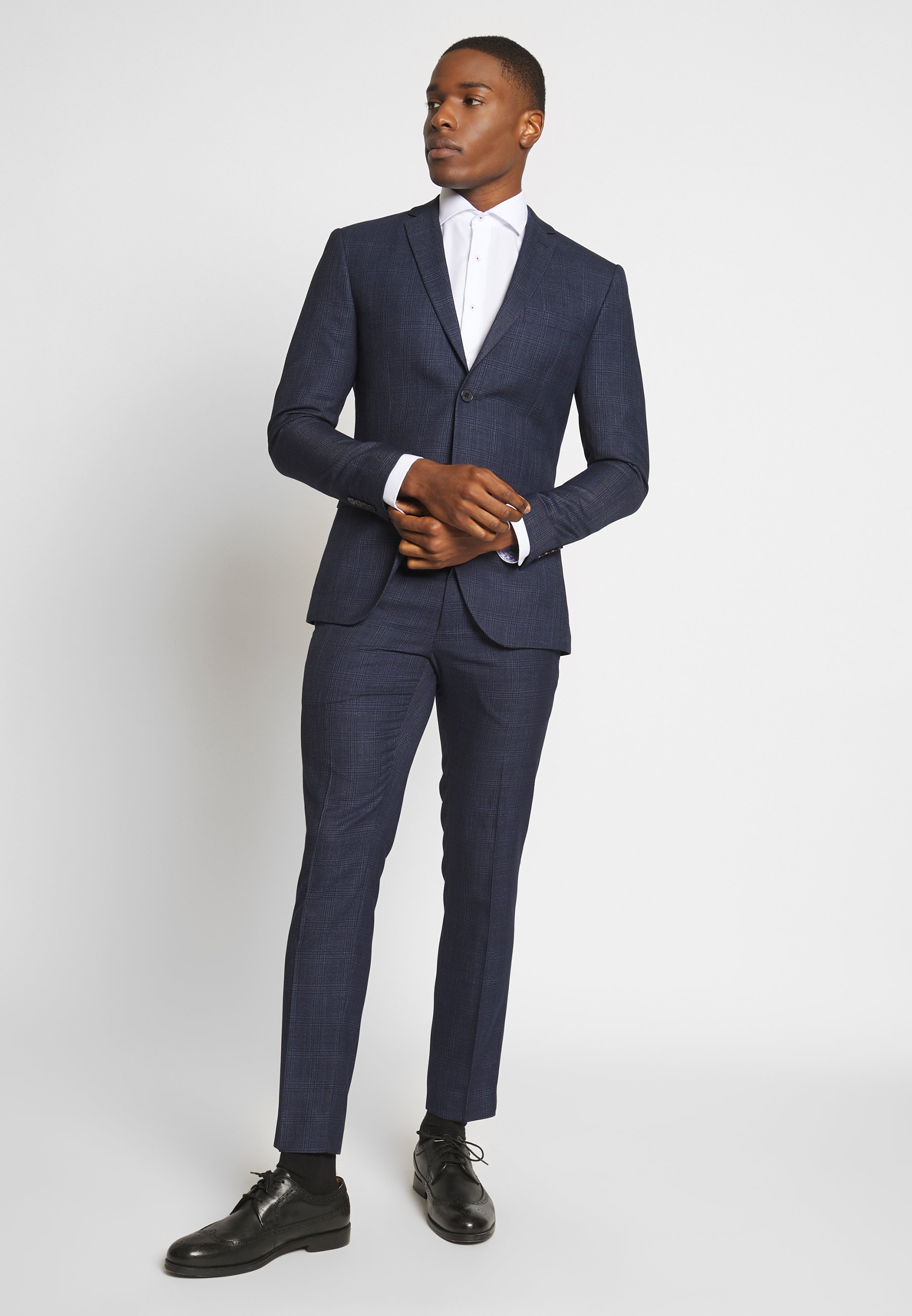 Isaac Dewhirst CHECK SUIT Dress dark blue Zalando.no Isaac Dewhirst CHECK SUIT DOUBLE BREASTED - Dress - dark blue