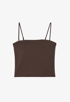 OVS, BROWN REGULAR FIT CAMISOLE WITH SQUARE NECKLINE - Top - dark brown