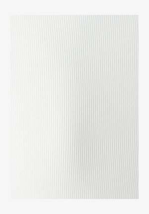 White ribbed fabric with a soft texture, featuring vertical lines and a smooth finish. Suitable for various clothing applications.