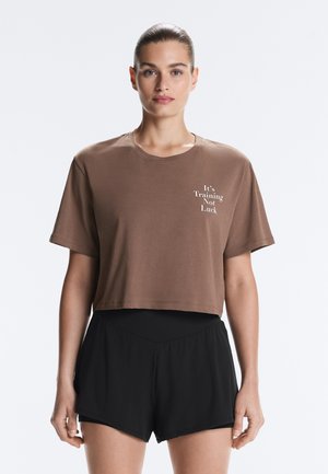 OYSHO, Tričko s potlačou - brown
