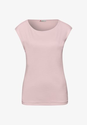 Haut sans manches pour femmes, rose clair, avec encolure ronde et design minimaliste, étiqueté Street One au col.