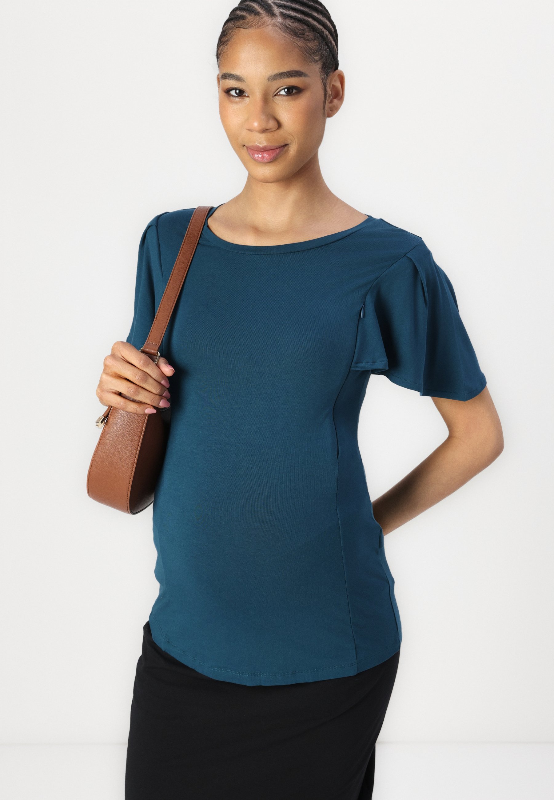 売れ筋商品|||アンナ フィールド ママ Tシャツ レディース トップス FLOWY SHORT SLEEVE WITH ZIPS - Basic T-shirt - reflecting pond Anna Field MAMA FLOWY SHORT SLEEVE NURSING TOP - T-shirts