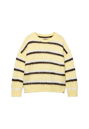 Superdry & Co, SUPERDRY SLOUCHY BRUSHED STRIPE KNIT JUMPER.. - Strickpullover - butter yellow brown stripe