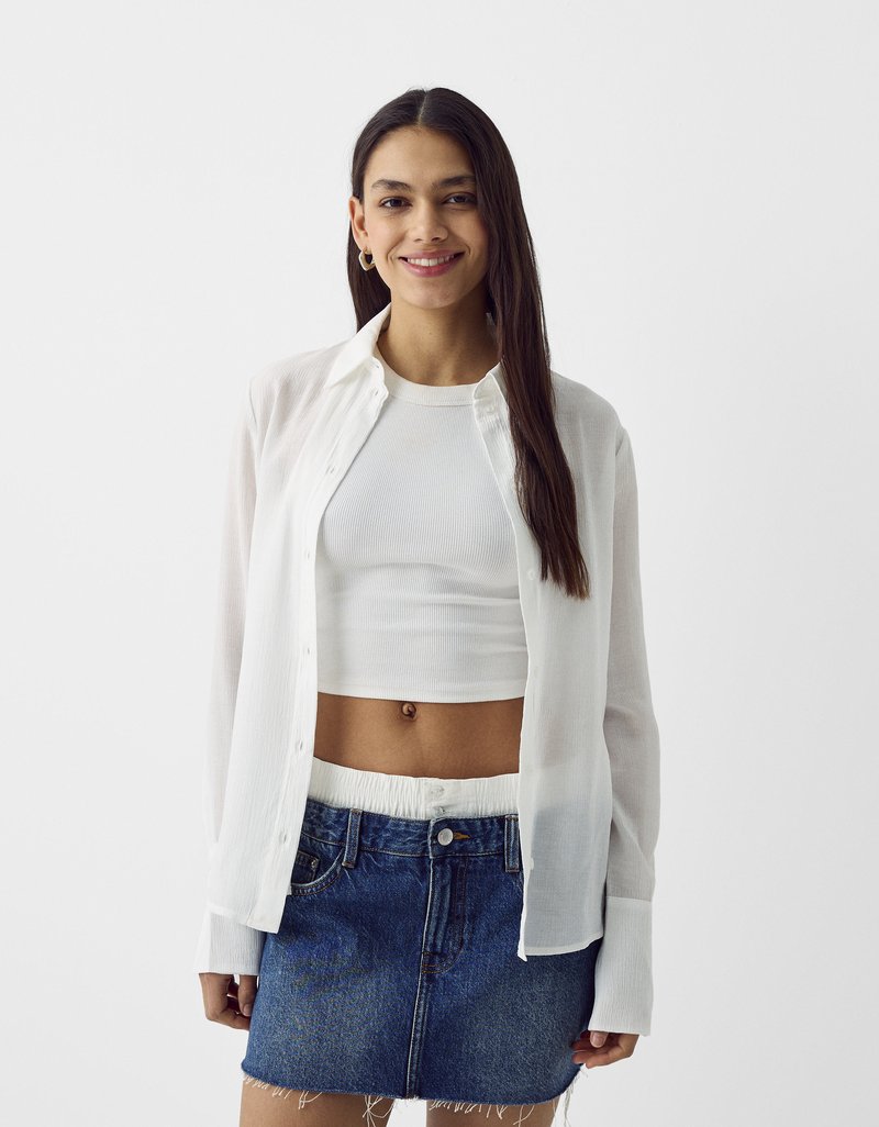 Bershka Overhemdblouse wit