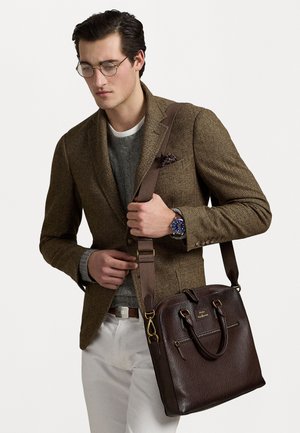 Polo Ralph Lauren PEBBLED LEATHER COMMUTER BAG - Mallette - dark brown