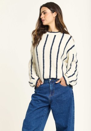 STRIPED CHUNKY - Jumper - navy