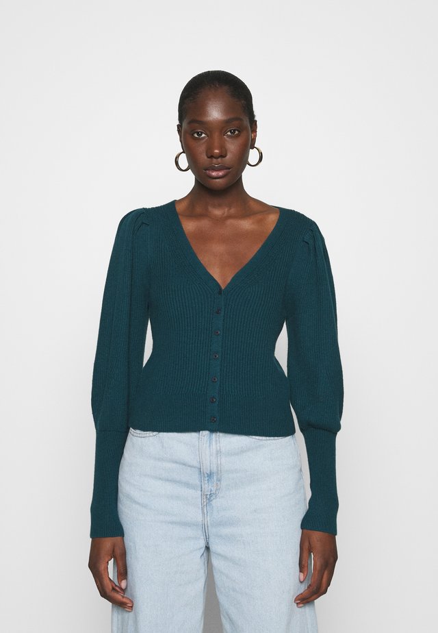 SWIRLY CABLE SHORT CARDI - Neuletakki - medium blue