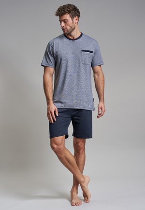 V-AUSSCHNITT - Nachtwäsche Set - navy fein geringelt