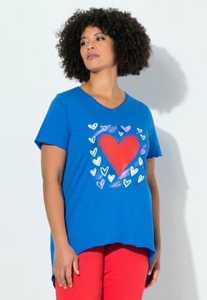 A-LINIE HERZ-MOTIV ROLLKANTEN HALBARM - T-Shirt print - blue