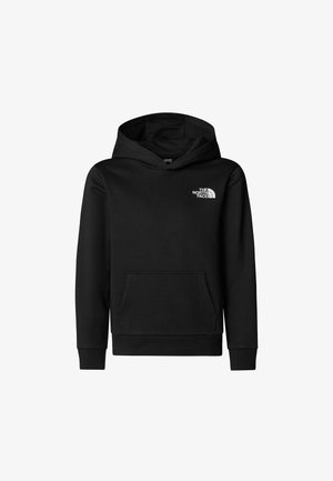 Μαύρο φούτερ με κουκούλα από ύφασμα μείγματος βαμβακιού, με τσέπη καγκουρό μπροστά και λευκό λογότυπο στο επάνω αριστερό μέρος. Ομαλή υφή, ρυθμιζόμενη κουκούλα.