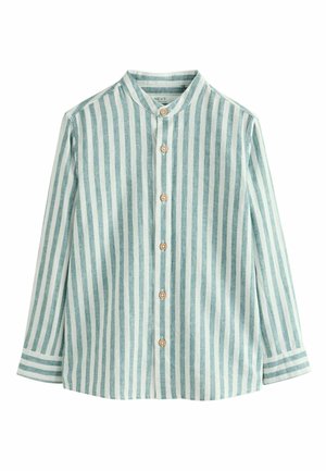 GRANDAD COLLAR LONG SLEEVE STANDARD - Shirt - green ecru stripe