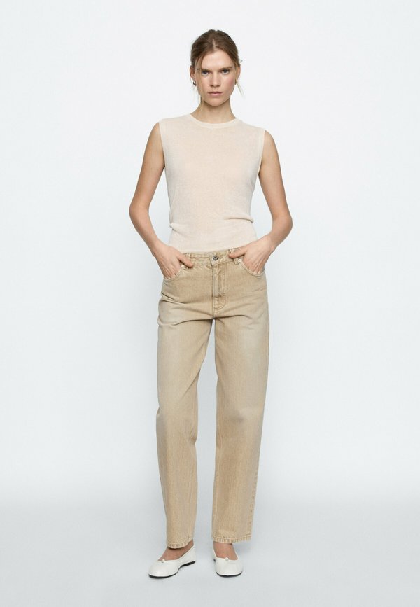 HIGH-WAIST BARREL   - Relaxed fit jeans - beige