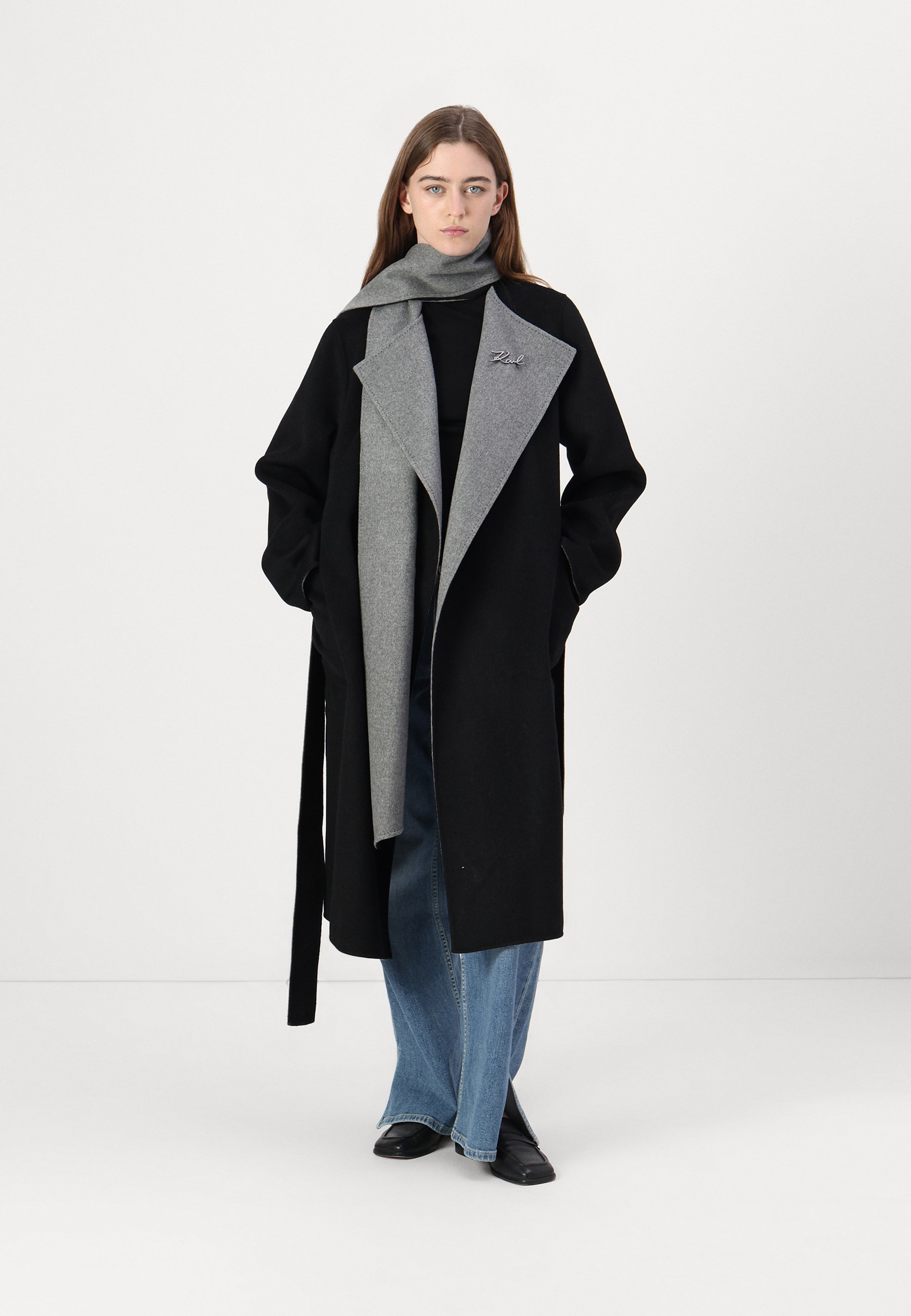 KARL LAGERFELD SOFT COAT - Classic coat - black/grey/black