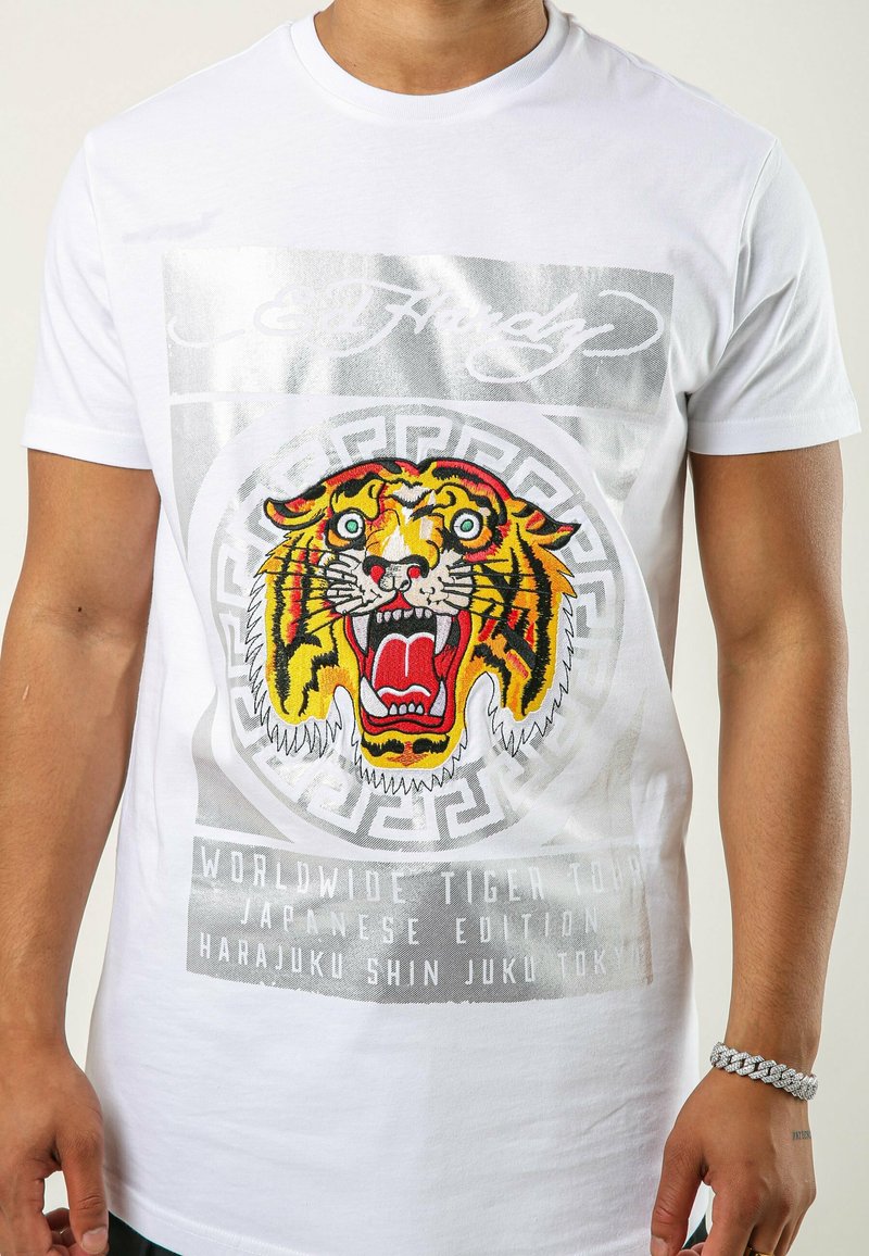 Ed Hardy Tile Roar T Shirt T Shirt Print White Weiss Zalando De