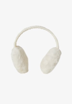 Bandeau en fausse fourrure blanche avec des cache-oreilles arrondis. Texture douce avec des couvre-oreilles ronds, adaptés pour garder la chaleur et le confort par temps froid.