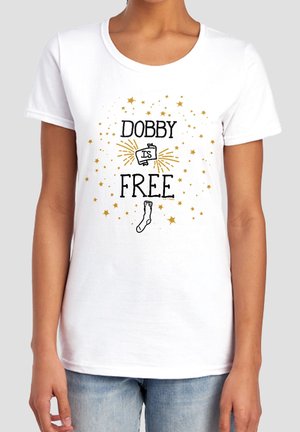 Harry Potter, HARRY POTTER DOBBY IS FREE WITH STARS - Print T-shirt - white