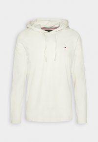 Off-white långärmad hoodie tillverkad av bomull, med en framfickan i kängeru-stil, justerbar dragsko på huvan och en liten logo på bröstet.